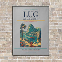 Thumbnail for Lugano Airport LUG vertical canvas print - framed - light gray background