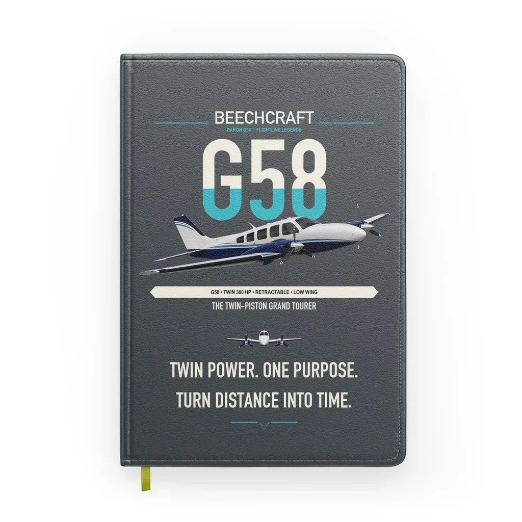 Beechcraft Baron G58 design on gray notebook