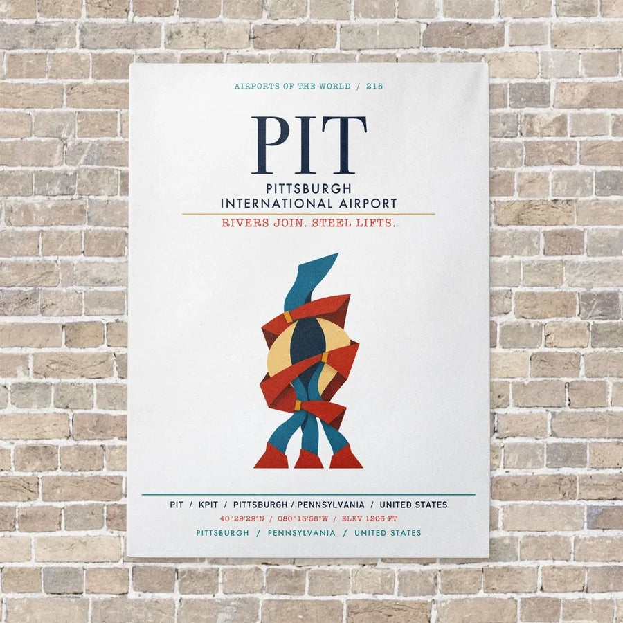 Pittsburgh International Airport PIT vertical canvas print - no frame - white background