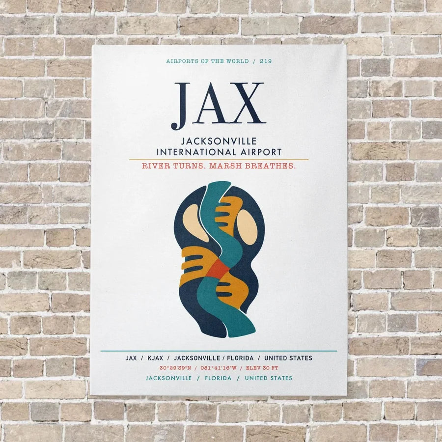 Jacksonville International Airport JAX vertical canvas print - no frame - white background