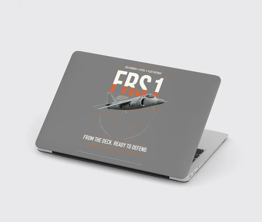British Aerospace Sea Harrier FRS.1 design on gray MacBook case