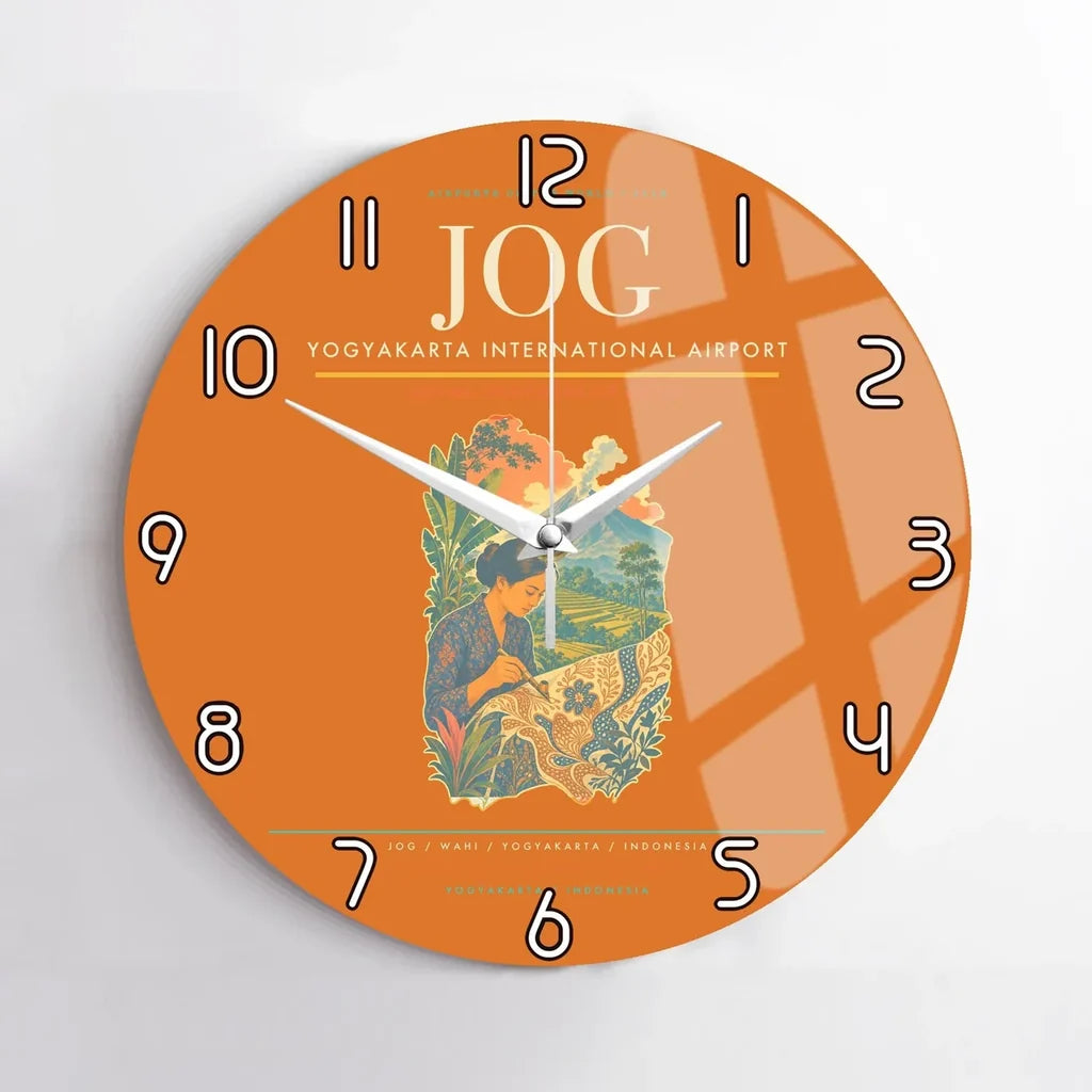 Yogyakarta International Airport (JOG) design on orange no frame wall clock