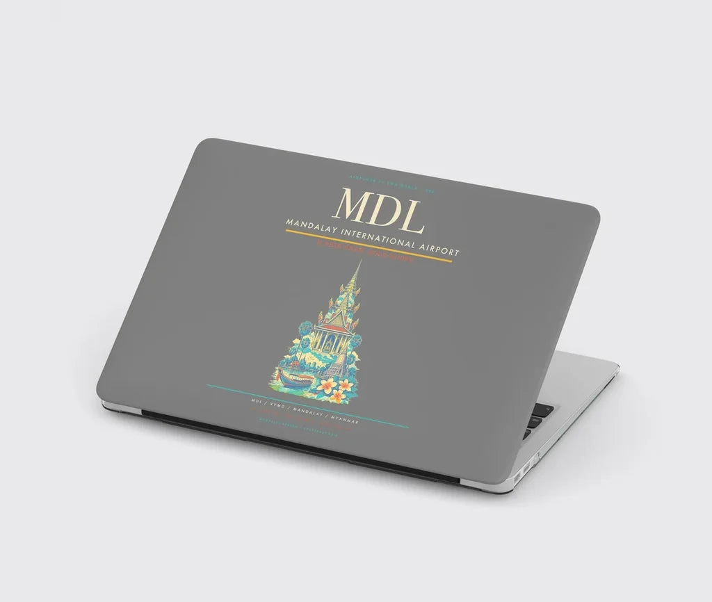 Mandalay International Airport (MDL) design on gray MacBook case