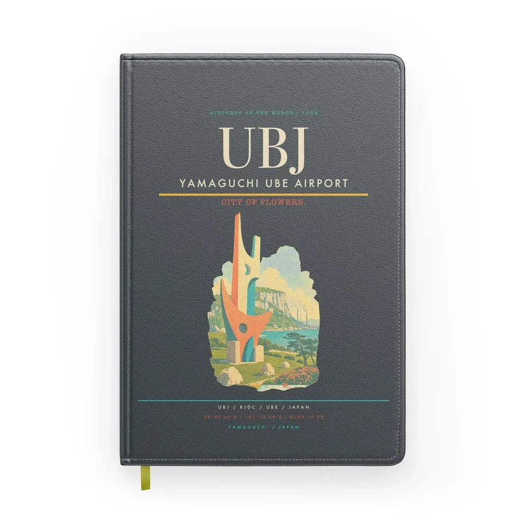 Yamaguchi Ube Airport (UBJ) design on gray notebook
