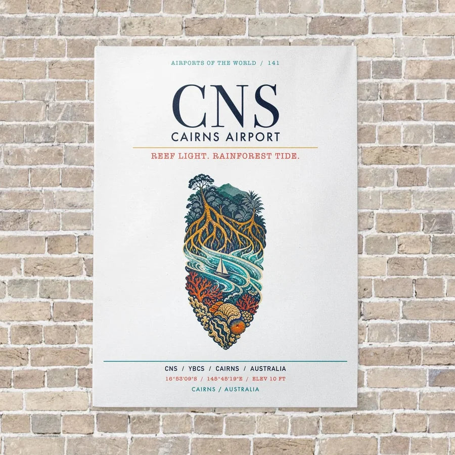 Cairns Airport CNS vertical canvas print - no frame - white background
