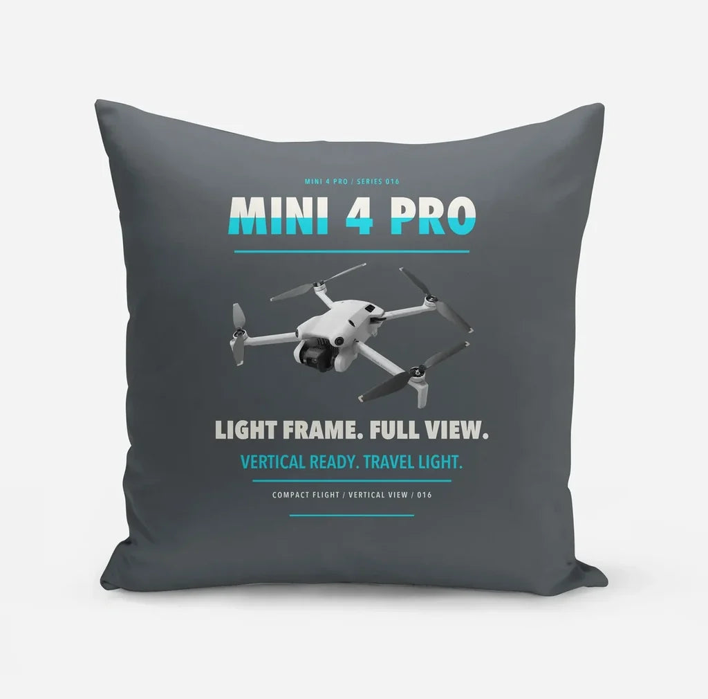 DJI Mini 4 Pro design on gray pillow