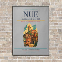 Thumbnail for Nuremberg Airport NUE vertical canvas print - framed - light gray background
