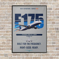 Thumbnail for Embraer E175 vertical canvas print - framed - light gray background