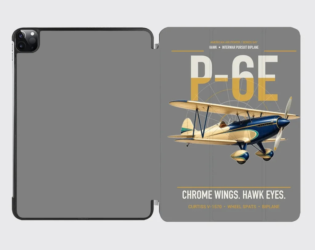 Curtiss P-6E Hawk design on gray ipad tablet case