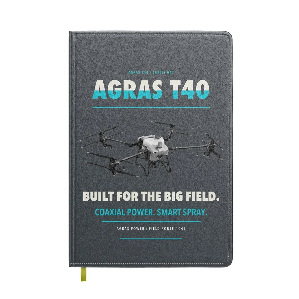 DJI Agras T40 design on gray notebook