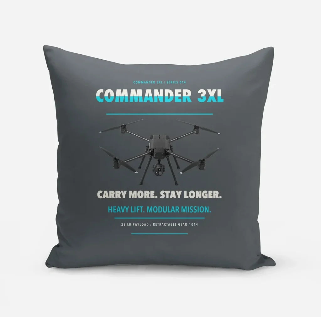 Draganfly Commander 3XL design on gray pillow