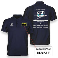 Thumbnail for Cessna Citation 650 - Citation III design on navy blue+name double-side polo t-shirt, double-side print