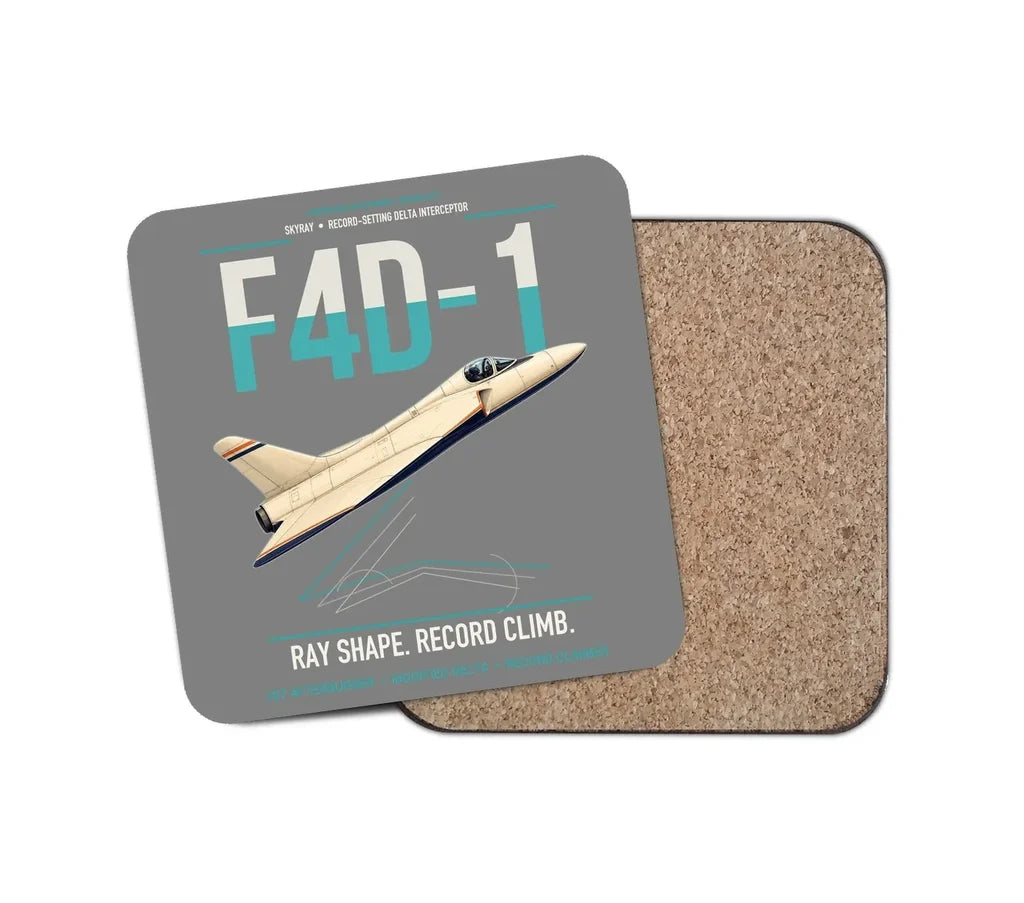 F4D-1 Skyray design on gray 1 piece coaster