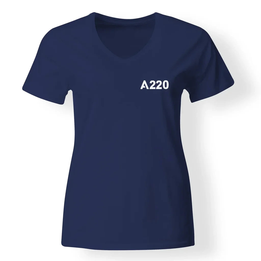 A220 Flat Text Designed V-Neck T-Shirts - view 11