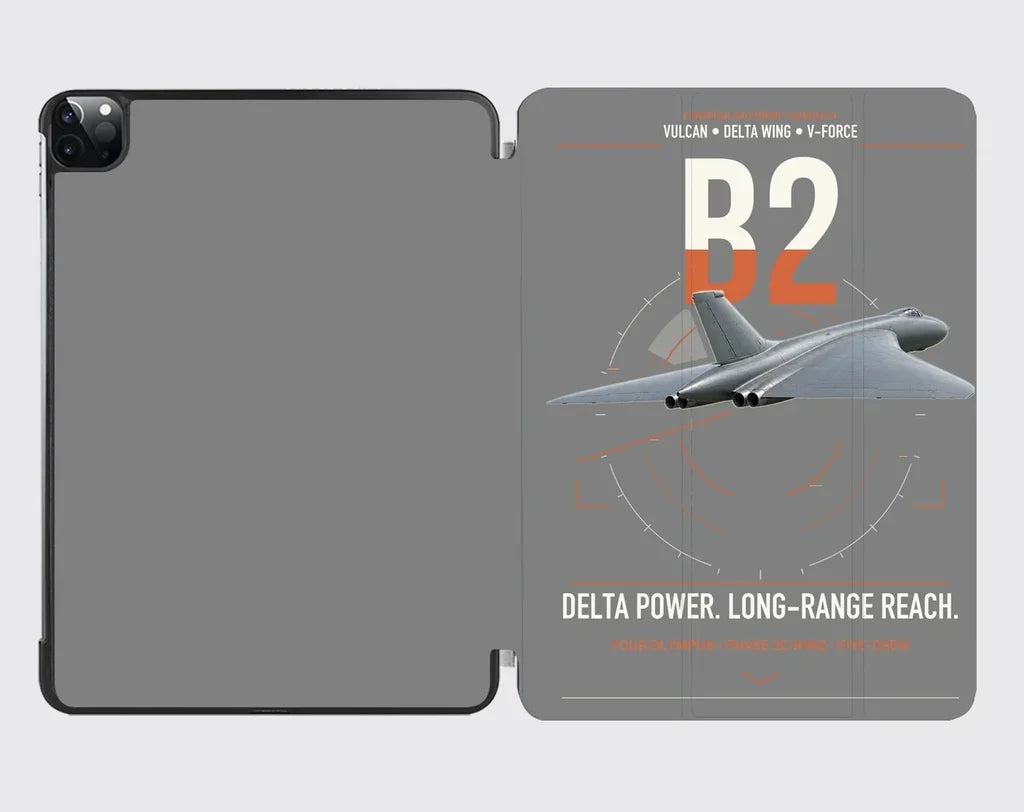 Avro Vulcan B2 design on gray ipad tablet case