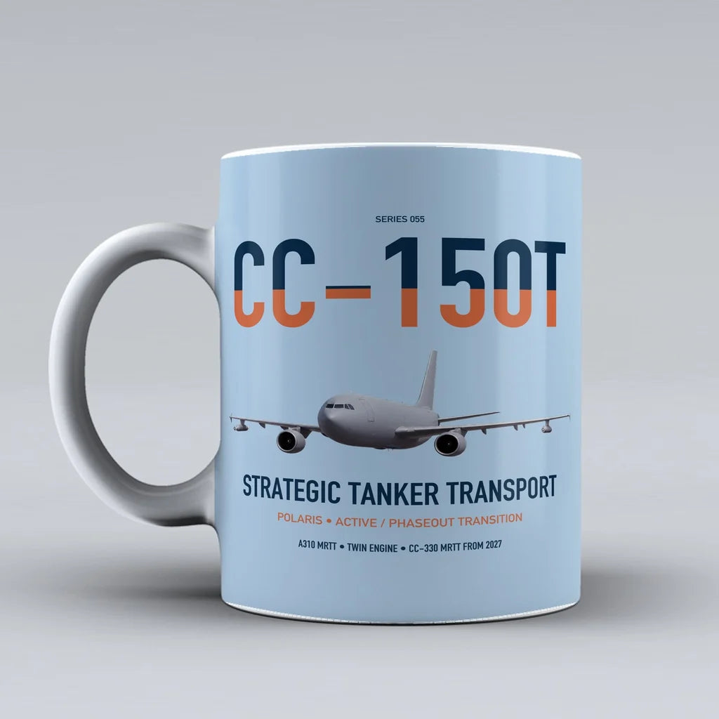 Airbus CC-150T Polaris design on light blue ceramic mug, double-side print
