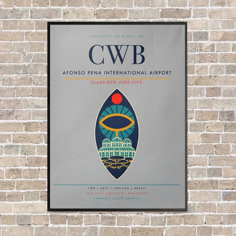 Afonso Pena International Airport CWB vertical canvas print - framed - light gray background