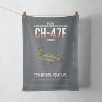 Thumbnail for Boeing CH-47F Chinook design on gray towel
