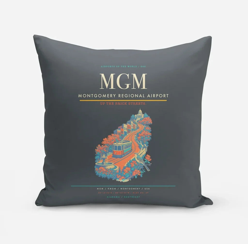 Montgomery Regional Airport (MGM) design on gray pillow