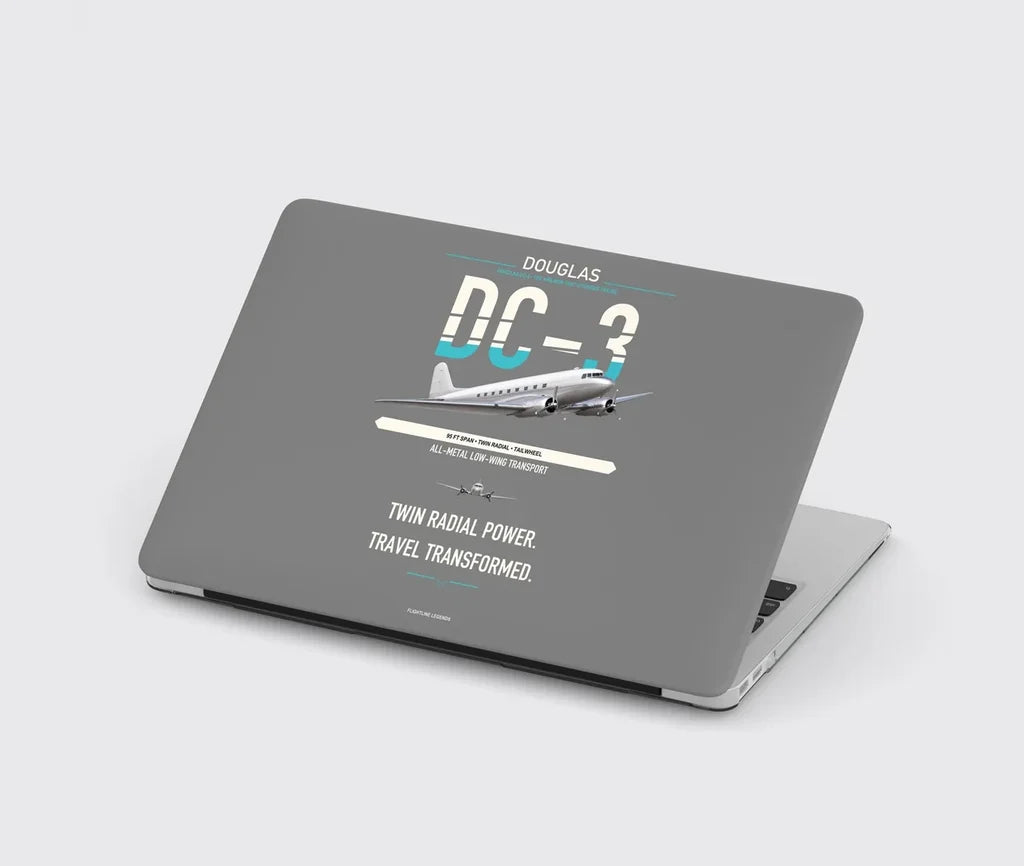 Douglas DC-3 design on gray MacBook case