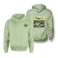 Thumbnail for VINTAGE G4201 - The Checkerboard Fields - Double-Side Hoodie design on lightgreen double side