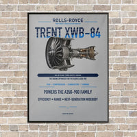 Thumbnail for TRENT XWB-84 vertical canvas print - framed - light gray background