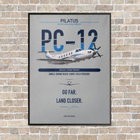 Thumbnail for Pilatus PC-12 PRO vertical canvas print - framed - light gray background