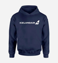 Thumbnail for Icelandair Airlines logo printed on navy blue hoodie