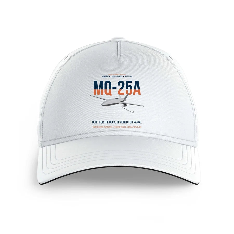 MQ-25A STINGRAY design on white printed hat