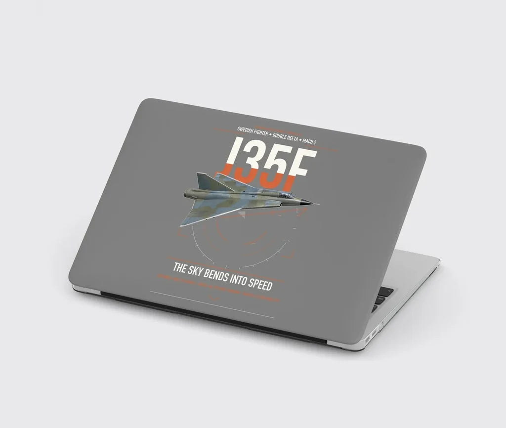 Saab J 35F Draken design on gray MacBook case