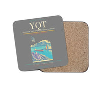 Thumbnail for Thunder Bay International Airport (YQT) design on gray 1 piece coaster