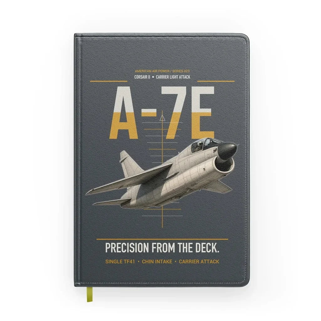 A-7E Corsair II design on gray notebook