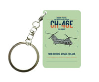Thumbnail for Boeing Vertol CH-46E Sea Knight design on light green designed key chain, double-side print