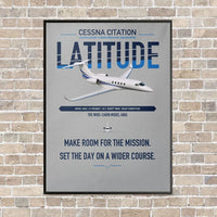 Thumbnail for Cessna Citation Latitude vertical canvas print - framed - light gray background