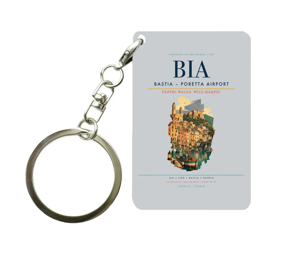 Bastia – Poretta Airport (BIA) design on light gray key chain