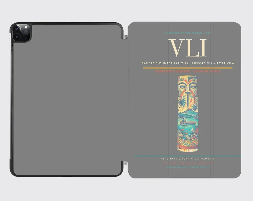 Bauerfield International Airport (VLI) design on gray ipad tablet case