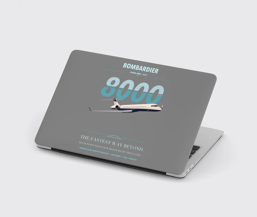 Bombardier Global 8000 design on gray MacBook case