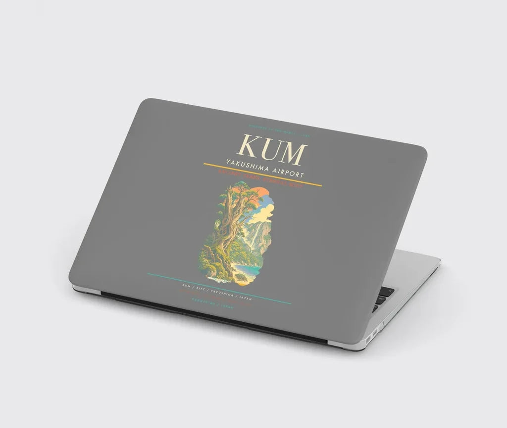 Yakushima Airport (KUM) design on gray MacBook case