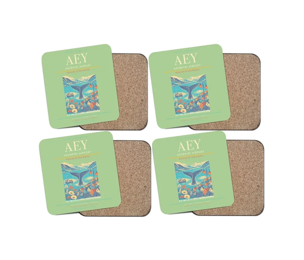 Akureyri Airport AEY Coaster 4-Pieces-Set - Light Green