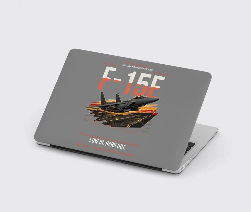 F-15E Strike Eagle design on gray MacBook case