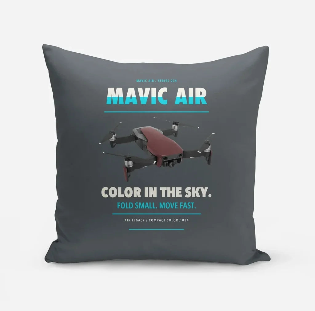 DJI Mavic Air design on gray pillow