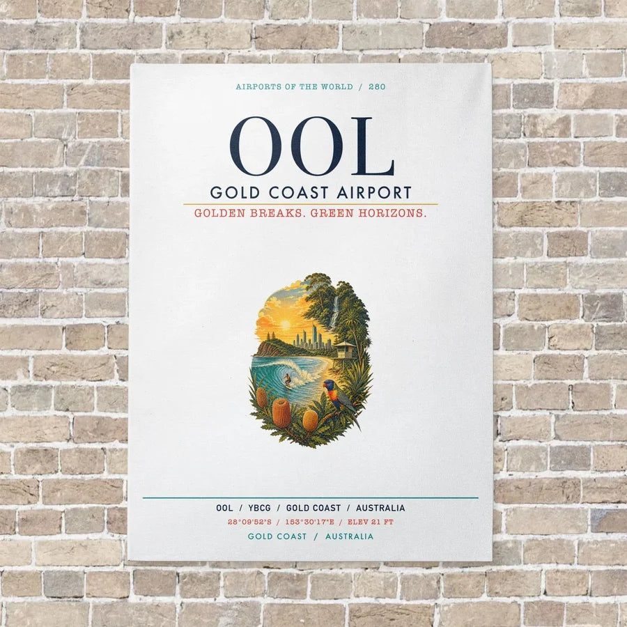 Gold Coast Airport OOL vertical canvas print - no frame - white background