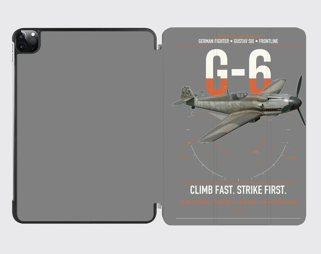 Messerschmitt Bf 109G-6 design on gray ipad tablet case
