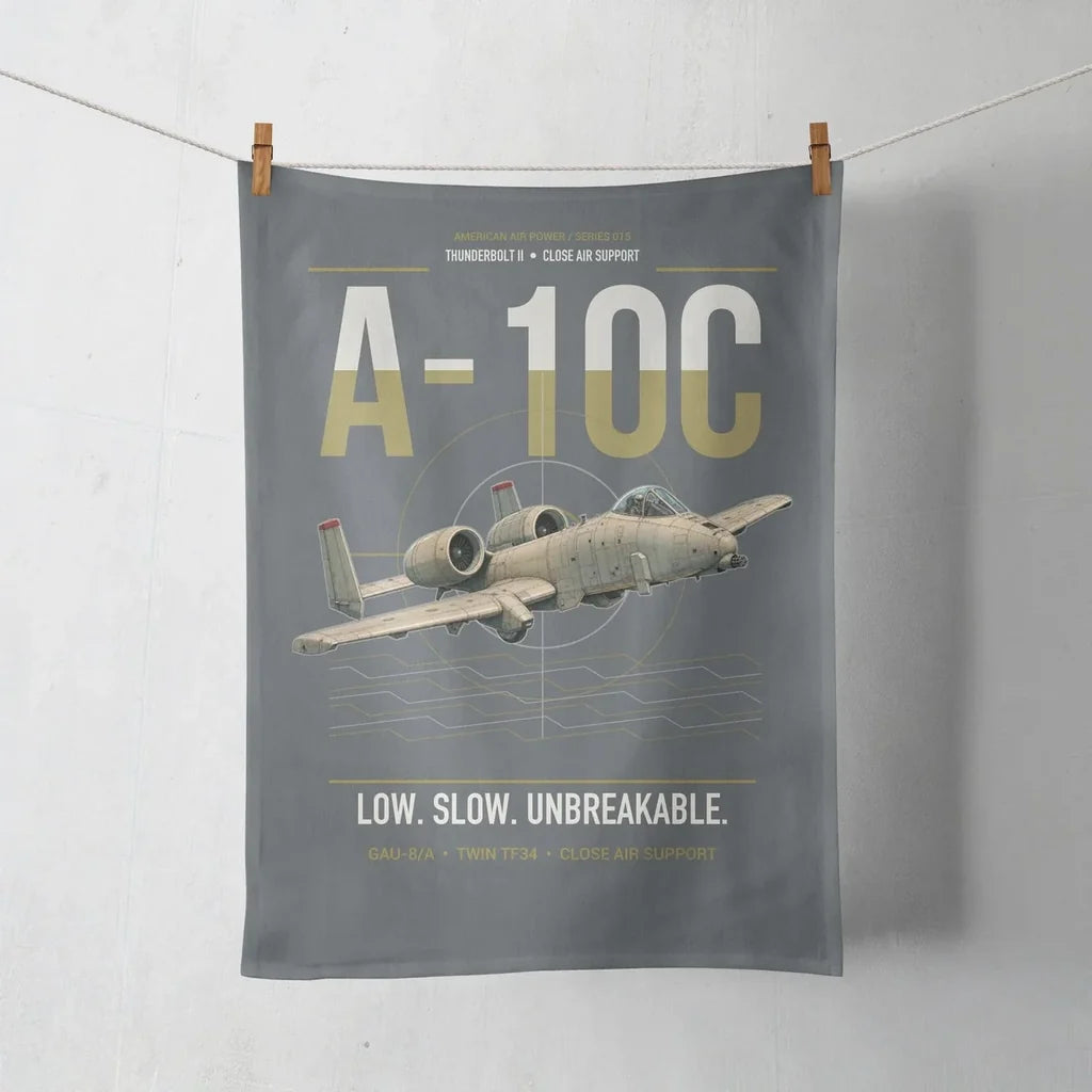 A-10C Thunderbolt II design on gray towel