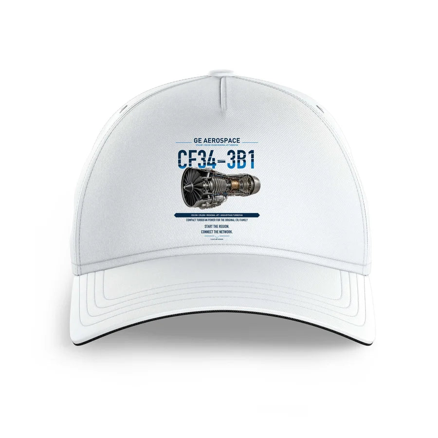 CF34-3B1 design on white printed hat
