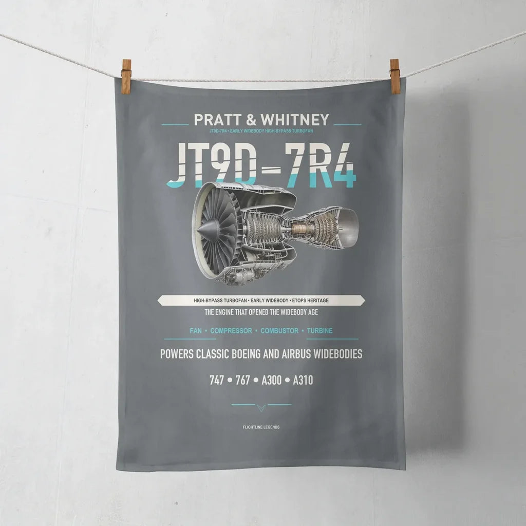 JT9D-7R4 design on gray towel