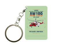 Thumbnail for Leonardo AW189 design on light green designed key chain, double-side print