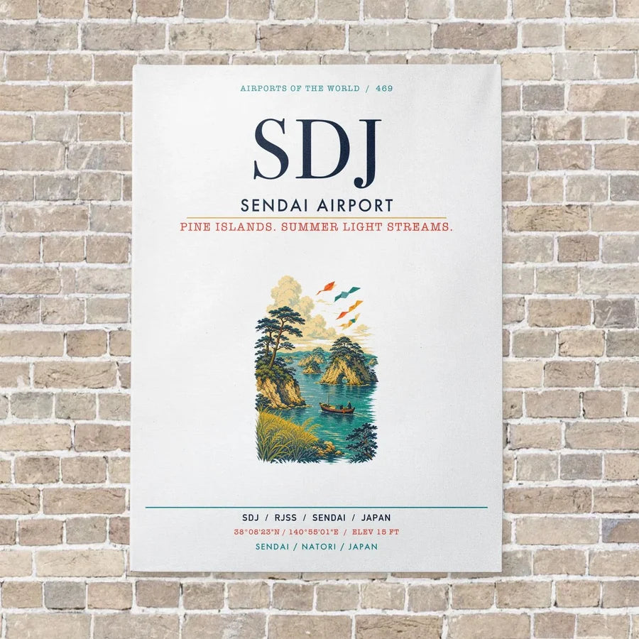 Sendai Airport SDJ vertical canvas print - no frame - white background