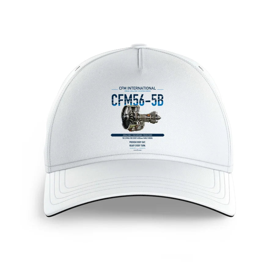 CFM56-5B design on white printed hat