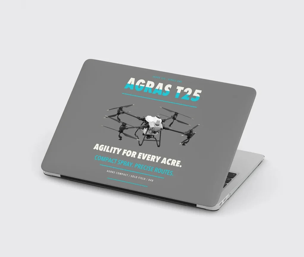 DJI Agras T25 design on gray MacBook case